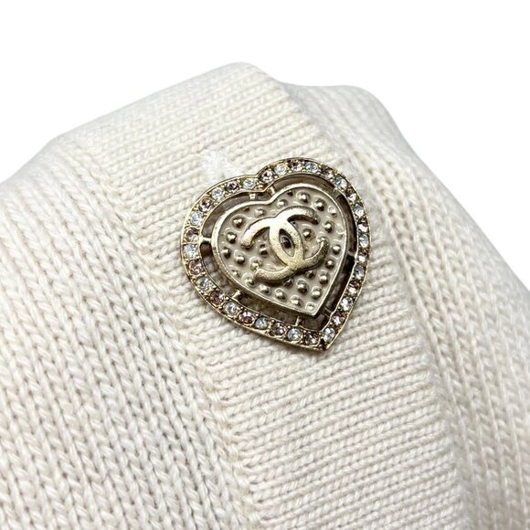 CHANEL Vintage 09C CC Logo Long Cardigan #34 Knit Heart Button Cream [105126] - Picture 9 of 11